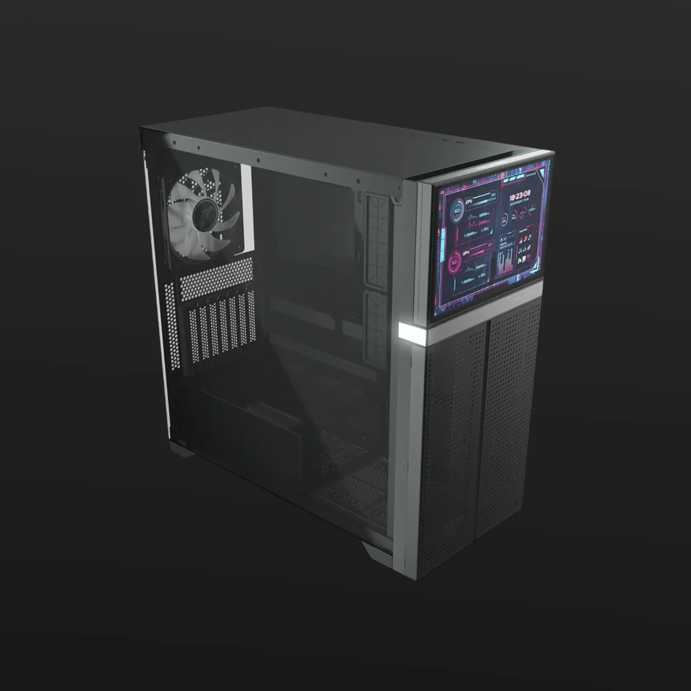 VALKYRIE VK-02 LITE MID TOWER ATX PC Case with LCD Screen