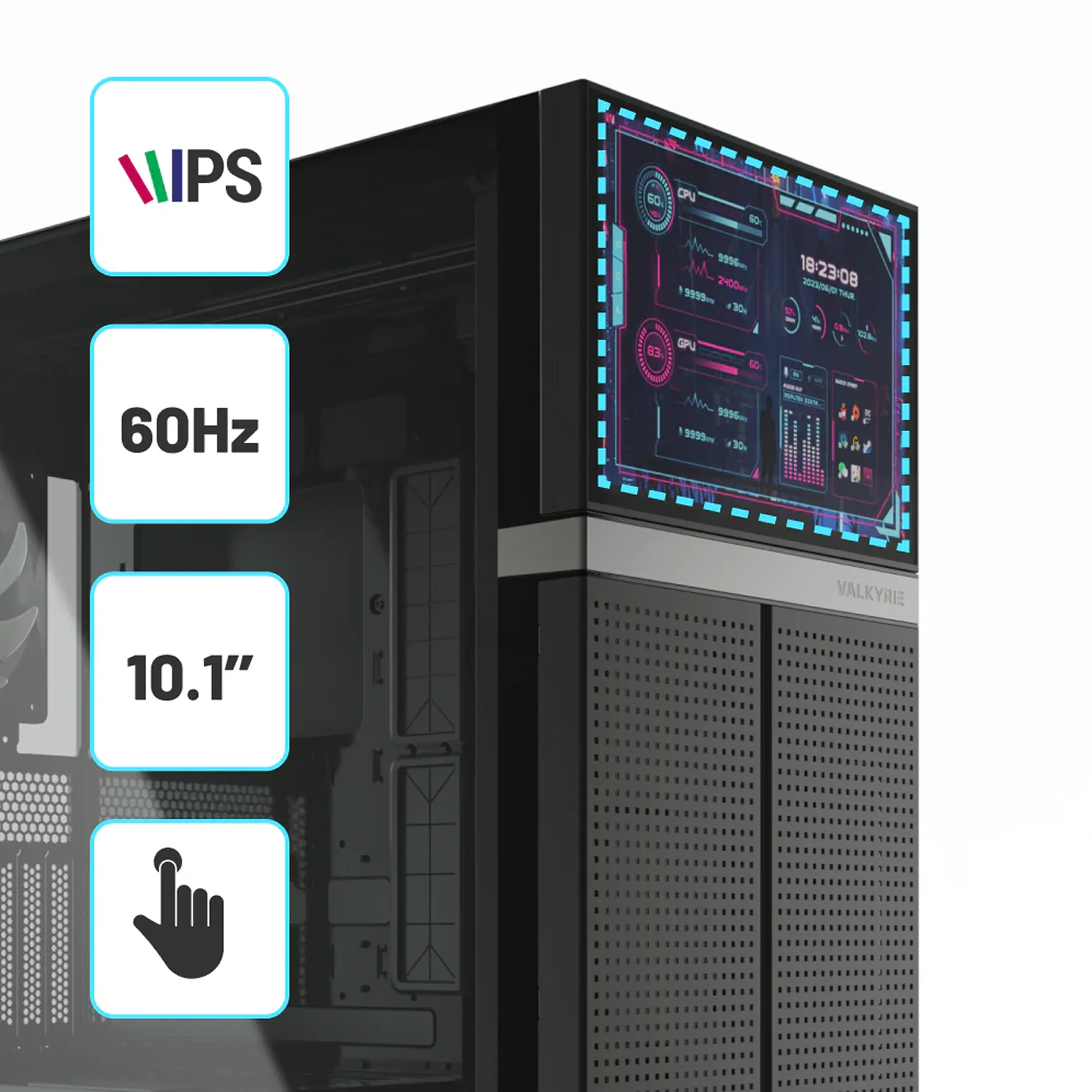 VALKYRIE VK-02 LITE MID TOWER ATX PC Case with LCD Screen
